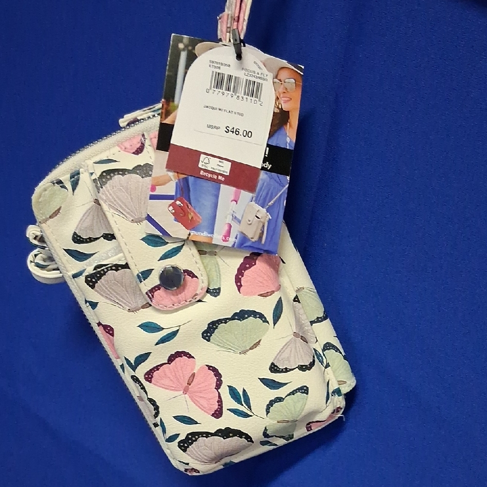 NWT MUNDI Jacqui Vegan Leather RFID Crossbody Cell Phone Purse Holder Wallet